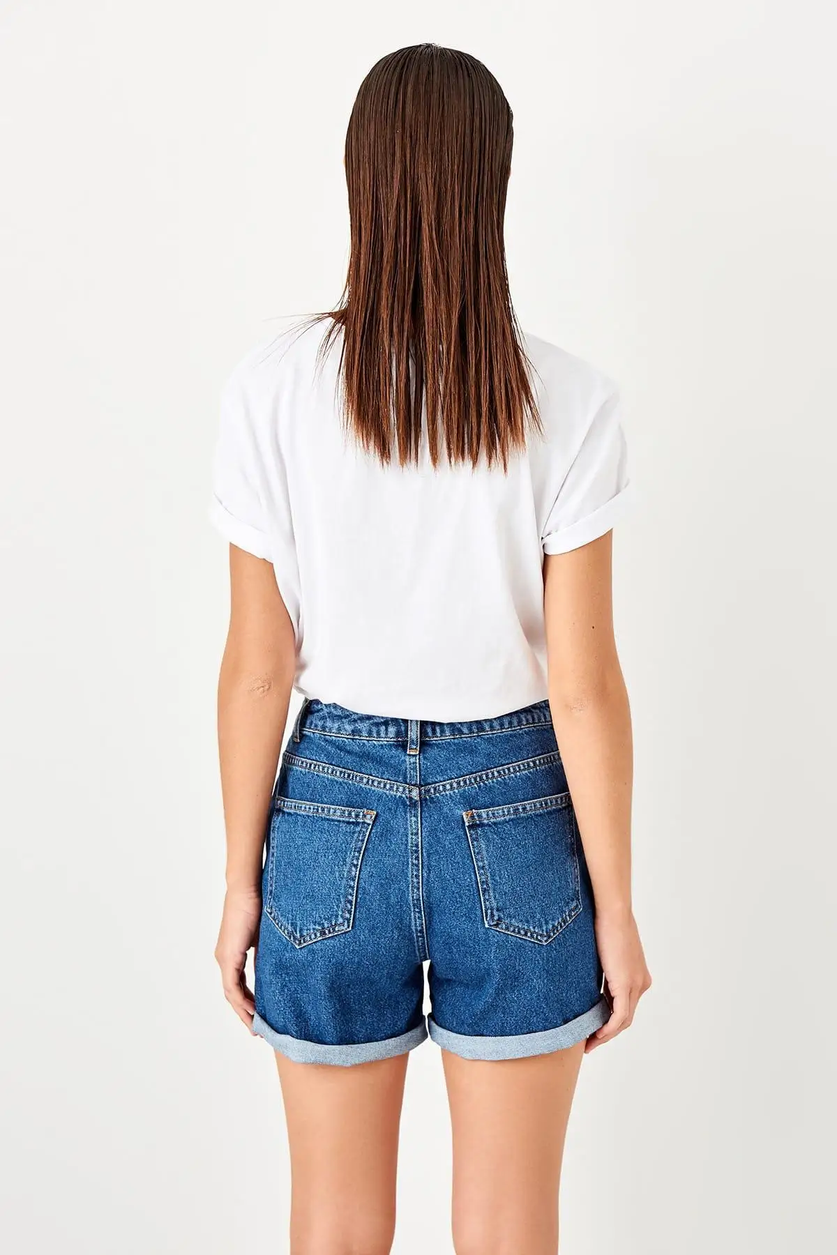 Trendyol джинсовые шорты с оборками цвета индиго TWOSS19LR0306|Женские шорты| |