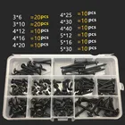 20 шт. или 130 шт. M3 M4 M5 искусственная древесина с черным оксидом и восковыми самонарезающими винтами