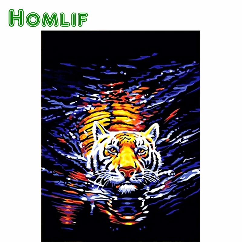 HOMLIF Полный Круглый 5D DIY алмазов картина тигр животных кристалл вышивка крестом
