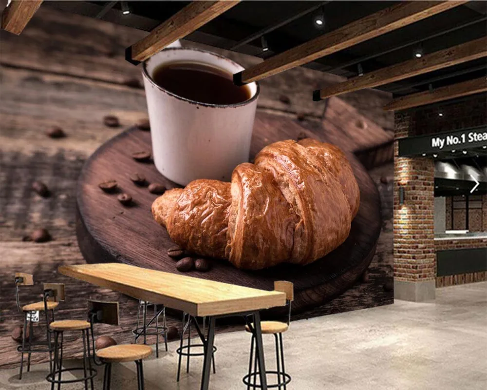 Круассаны Papel de pared кофейная кружка зернистая еда обои для гостиной кухни