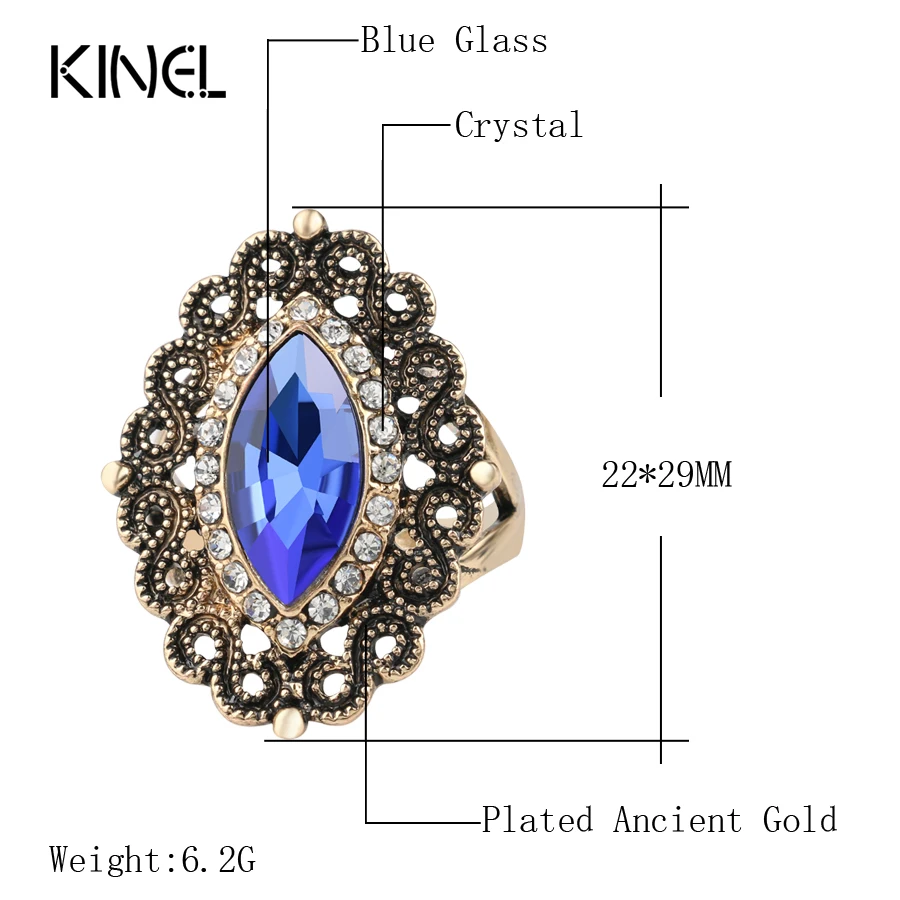 Модные Винтажные обручальные кольца Kinel для женщин античное Золотое кольцо с