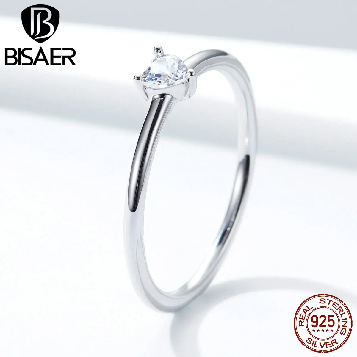 BISAER 925 пробы Серебряное обручальное кольцо классический круглый циркон дешевые женские кольца на палец роскошные свадебные Anel ювелирные изделия ECR498