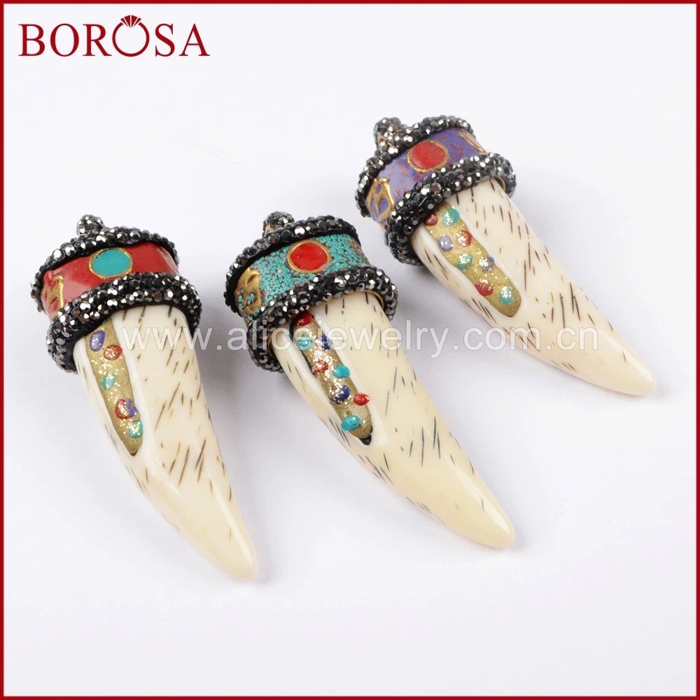 BOROSA Новый 6 шт горный хрусталь проложенный инкрустацией латунь подвеска в виде