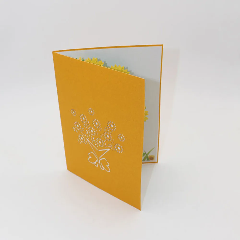 3D всплывающие карты желтая хризантема День Святого Валентина любовник с днем