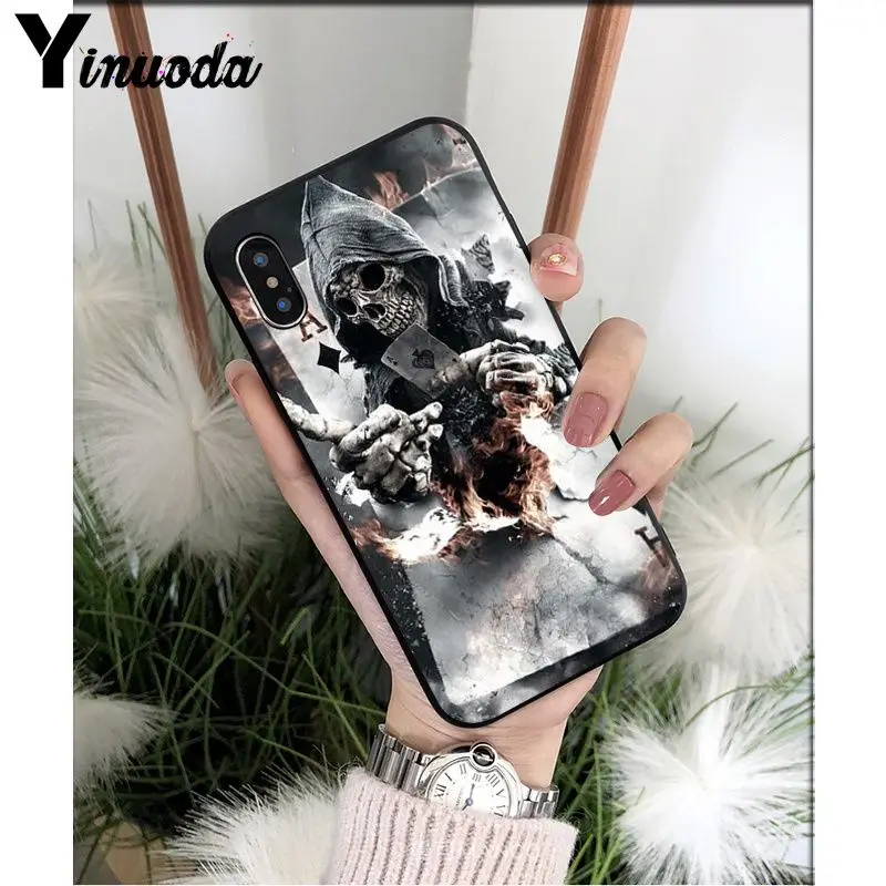 Yinuoda Grim reaper череп скелет DIY Роскошный Высокий протектор на конце чехол для iPhone X XS MAX 6 6S 7 7plus 8 8Plus 5 5S XR