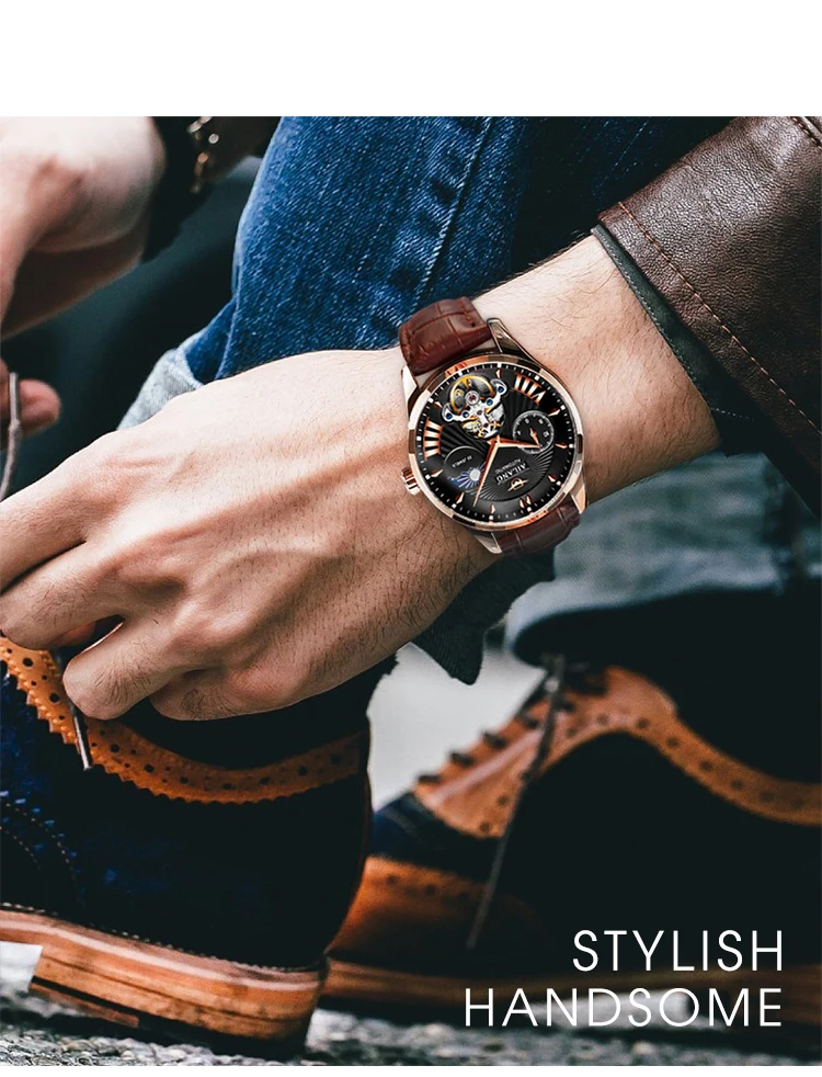 AILANG качественные мужские часы Tourbillon Мужские солнцезащитные/лунные фазный автоматический швейцарские дизельные часы Механ