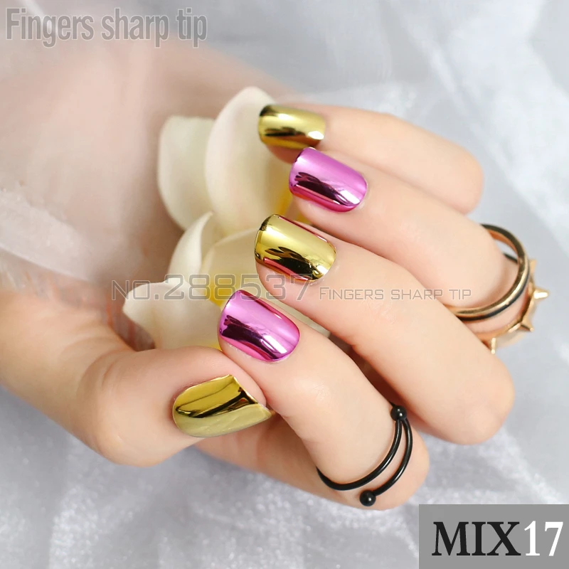 48 шт. зеркальные накладные ногти золотого серебряного красного фиолетового