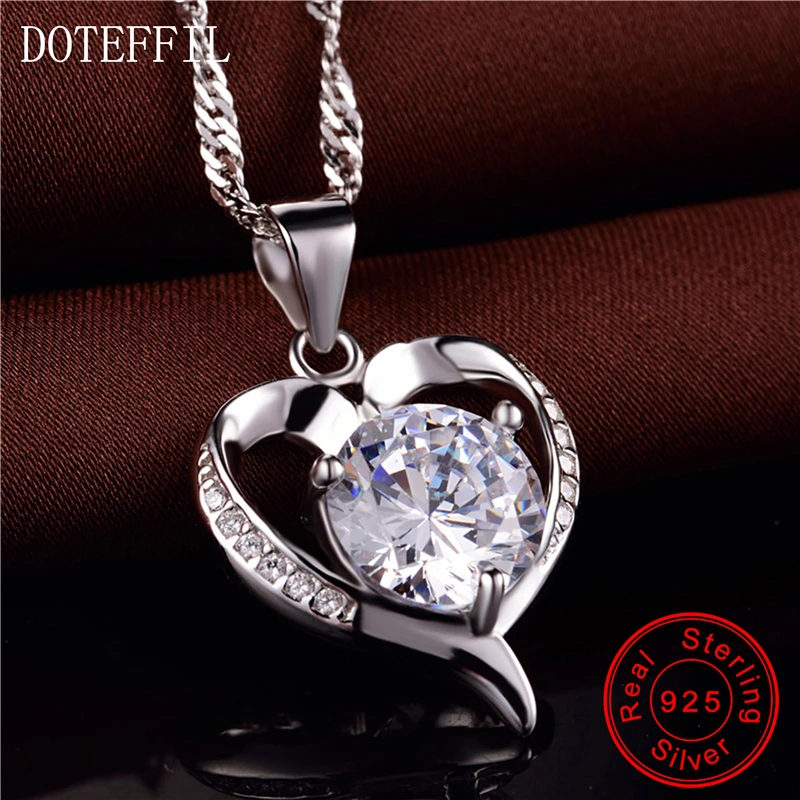 Женское ожерелье из серебра 925 пробы с инкрустированным фианитом AAA | Украшения и