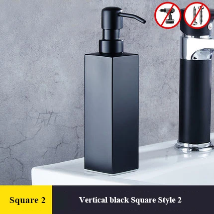 black square Черный/Матовый никель кухня мыло диспенсер кухонная раковина из нержавеющей стали дозатор жидкого мыла палубное крепление/настенный - Цвет: black square