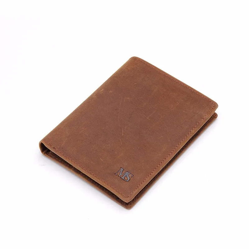 MS men Crazy Horse кожаный повседневный чехол для кредитных карт ID Cash Holder кошелек-Органайзер Кошелек для монет на молнии Trifold Wallet K100-1