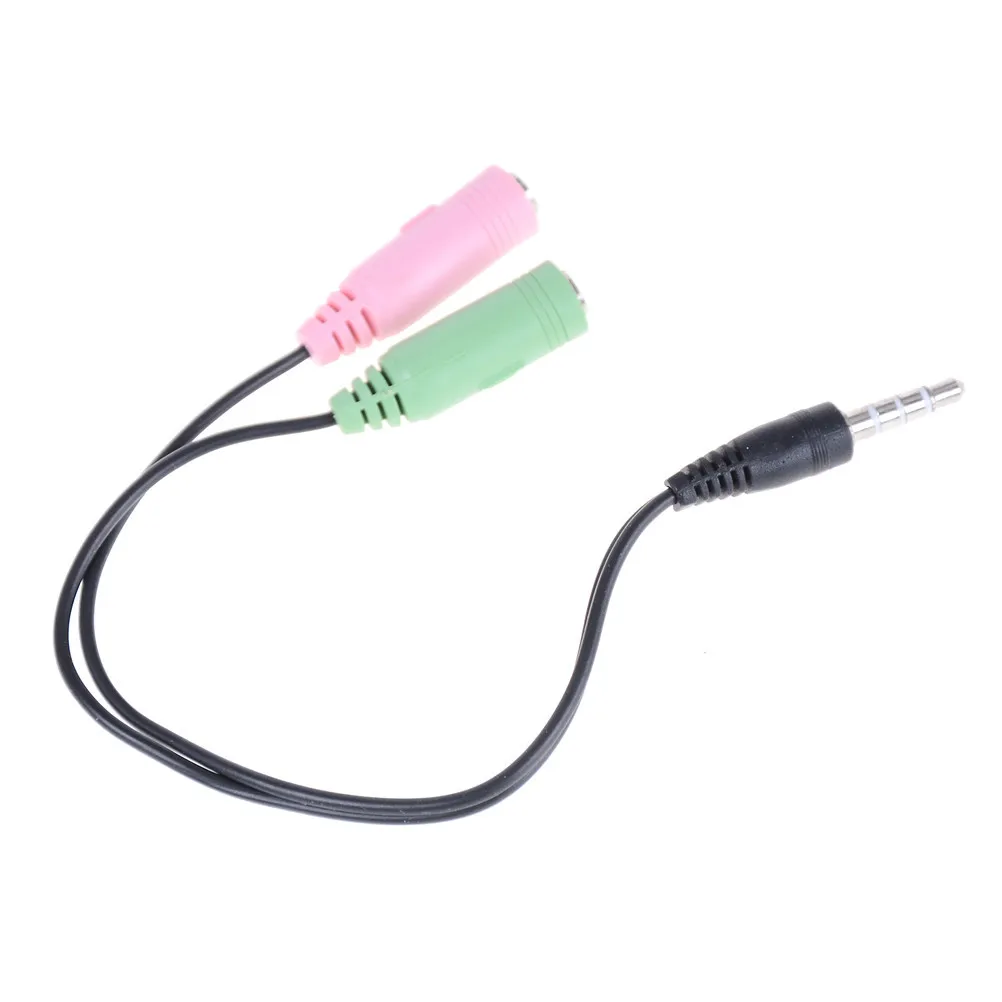 

3.5mm 2 In 1 Splitter Cable Adapter Audio Earphone Headset to 2 Female Jack Headphone Mic Audio Cable