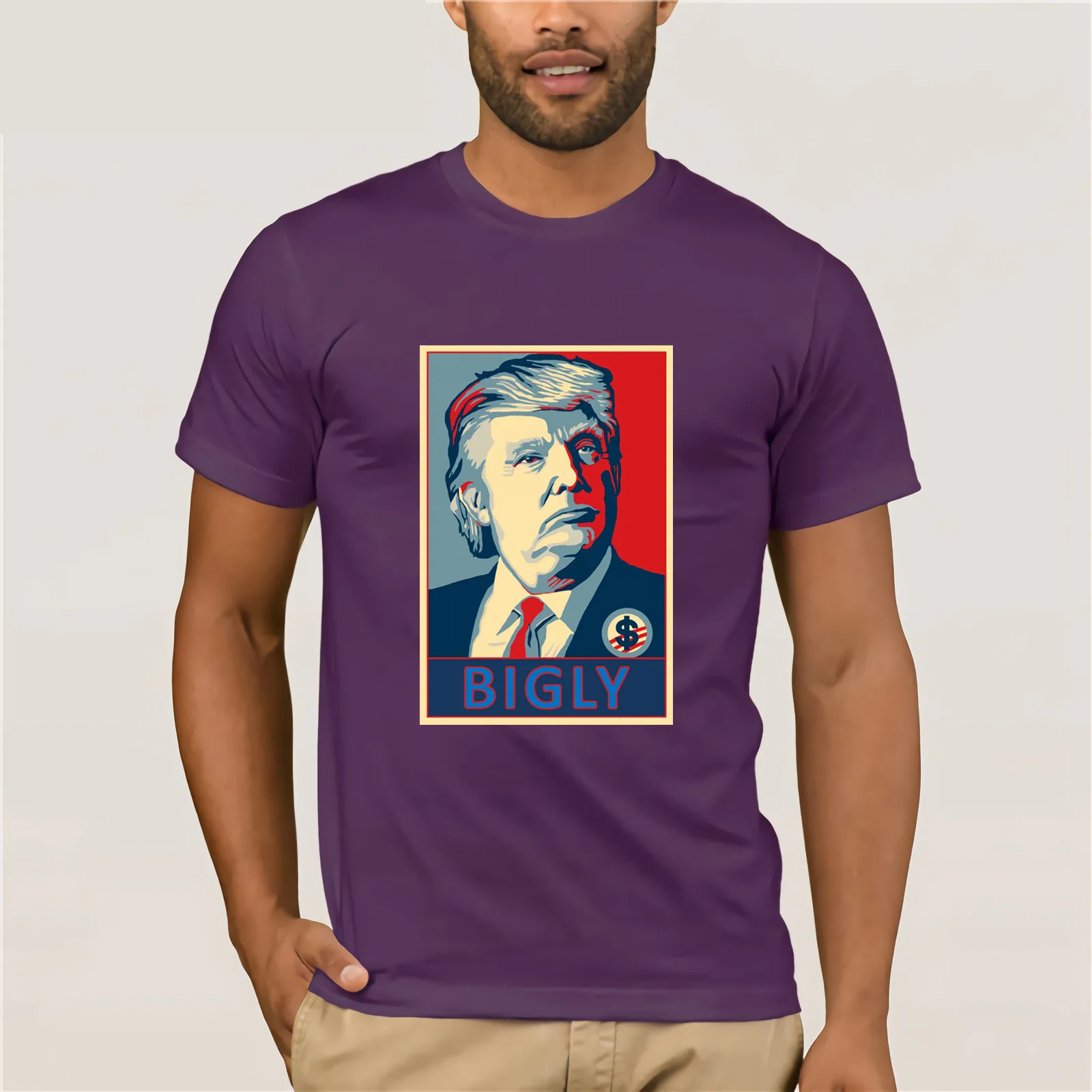 В Bigly Now Trump футболка хлопковая Футболка Молодежный тренд Мужская с короткими