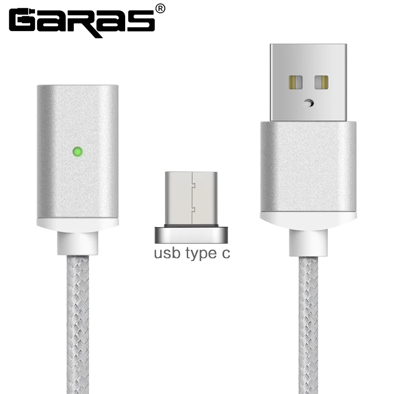 GARAS USB Type C/USB C Магнитный кабель быстро Зарядное устройство Тип C/USB-C Зарядное устройство данных Магнит кабель для Xiaomi /Huawei Кабели для мобильных телефонов - Цвет: silver type c