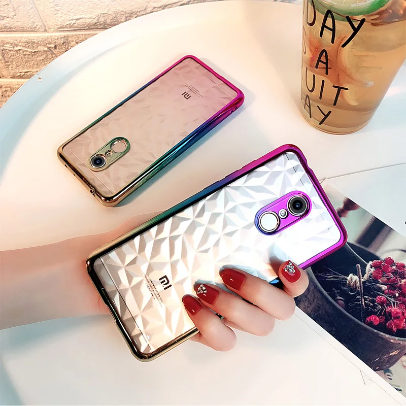 Moskado Case For Xiaomi 8 Redmi 5 4X 5Plus 4A 6 Note 5A Pro S2 Diamond Texture Plating Gradient Soft TPU |