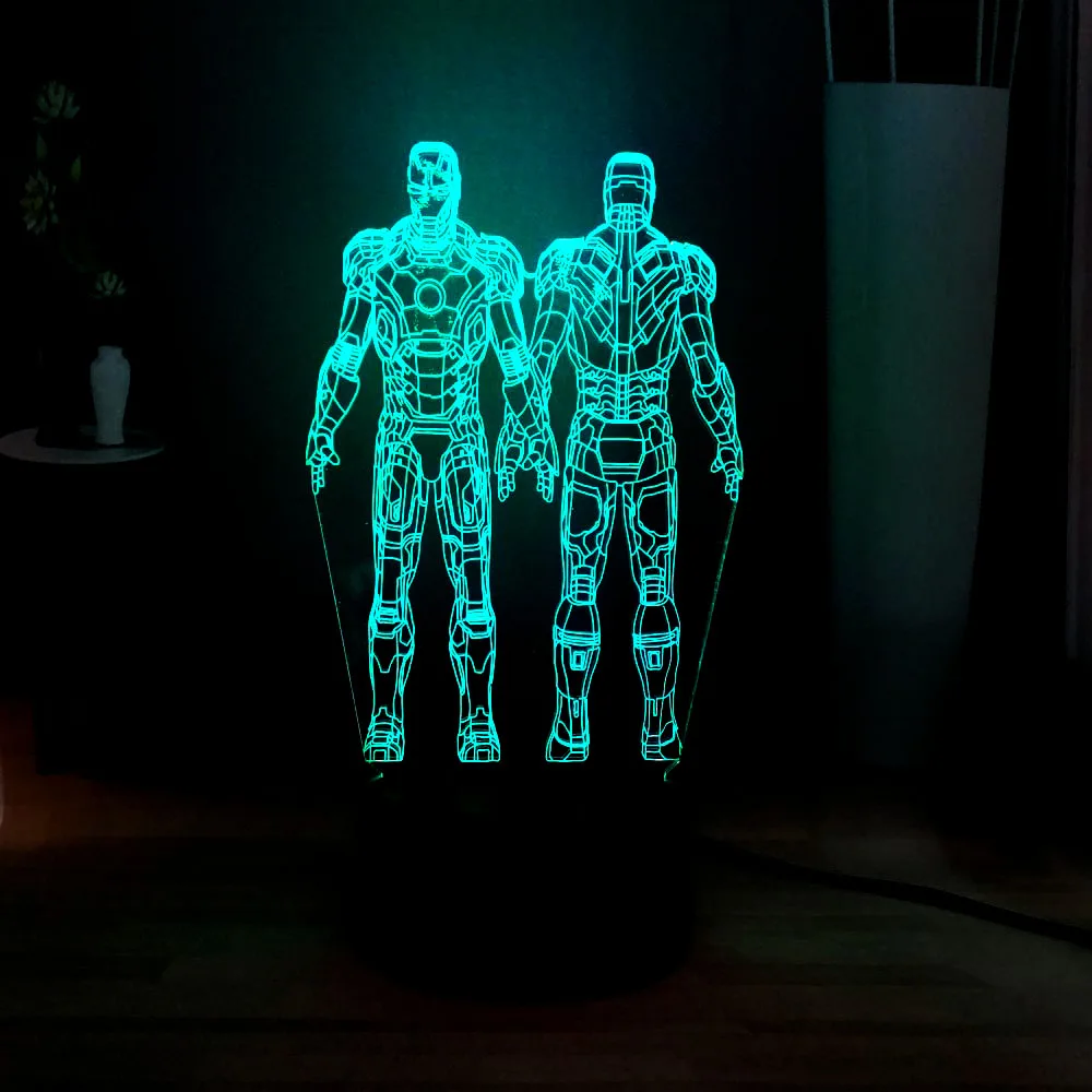 Amroe новинка 2019 3D LED USB сенсорный новый атмосферный Настольный светильник Marvel два