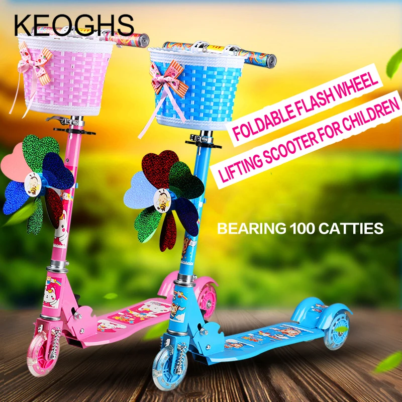 

Children's kick scooter Cartoon PU flashing 3 wheels outdoor sport Bodybuilding