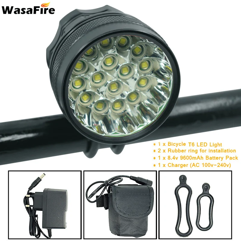 Светодиодная лампа WasaFire 16 * XML T6 передняя фара для велосипеда 40000lm аксессуары езды