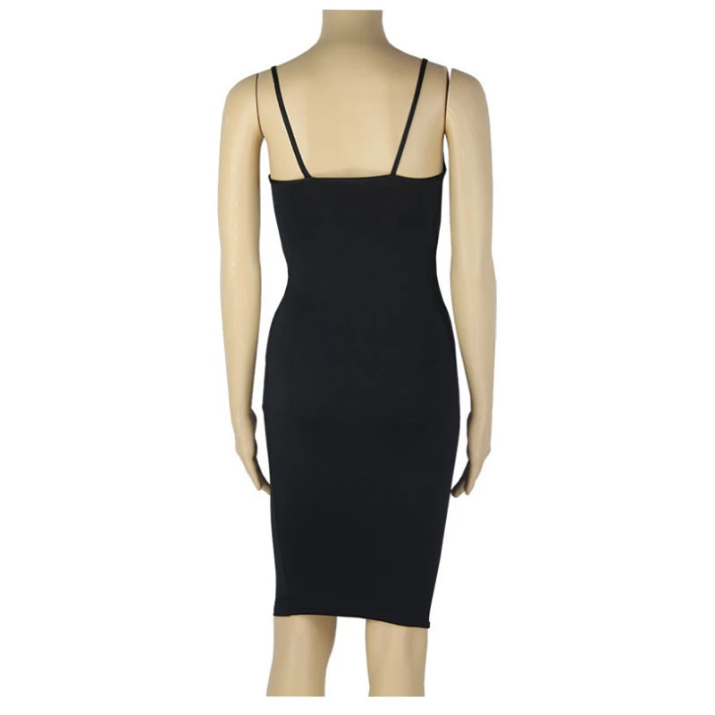 2017 рукавов Strappy Оболочка Bodycon платье Для женщин Сплошной Окунитесь Глубокий V Лето