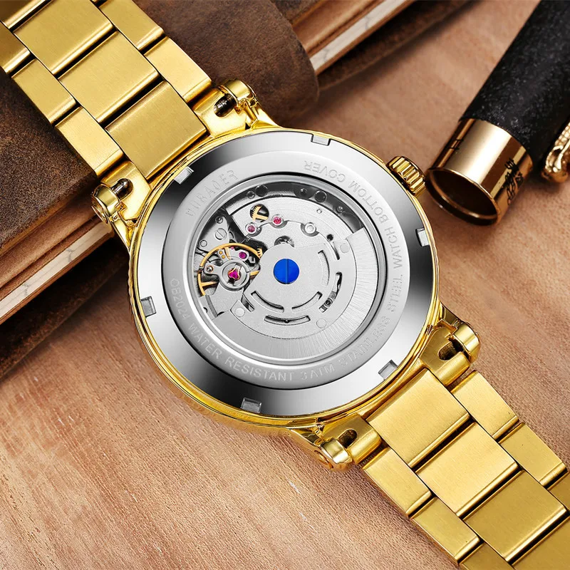 OUBAOER Automatic Mechanical Men Watch Top Brand Luxury Stainless Steel Mens Watches Military Sport Skeleton Male Clock Hot | Наручные