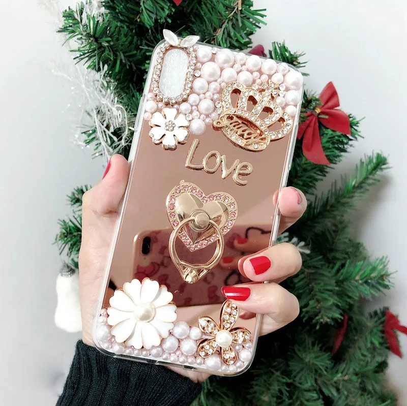 Зеркальный чехол для Samsung Galaxy A70 A50 A60 A40 A6 A8 Plus A7 2018 A750 Note 9 8 J6 J8 S10 S8 S9 M20 жемчужный с