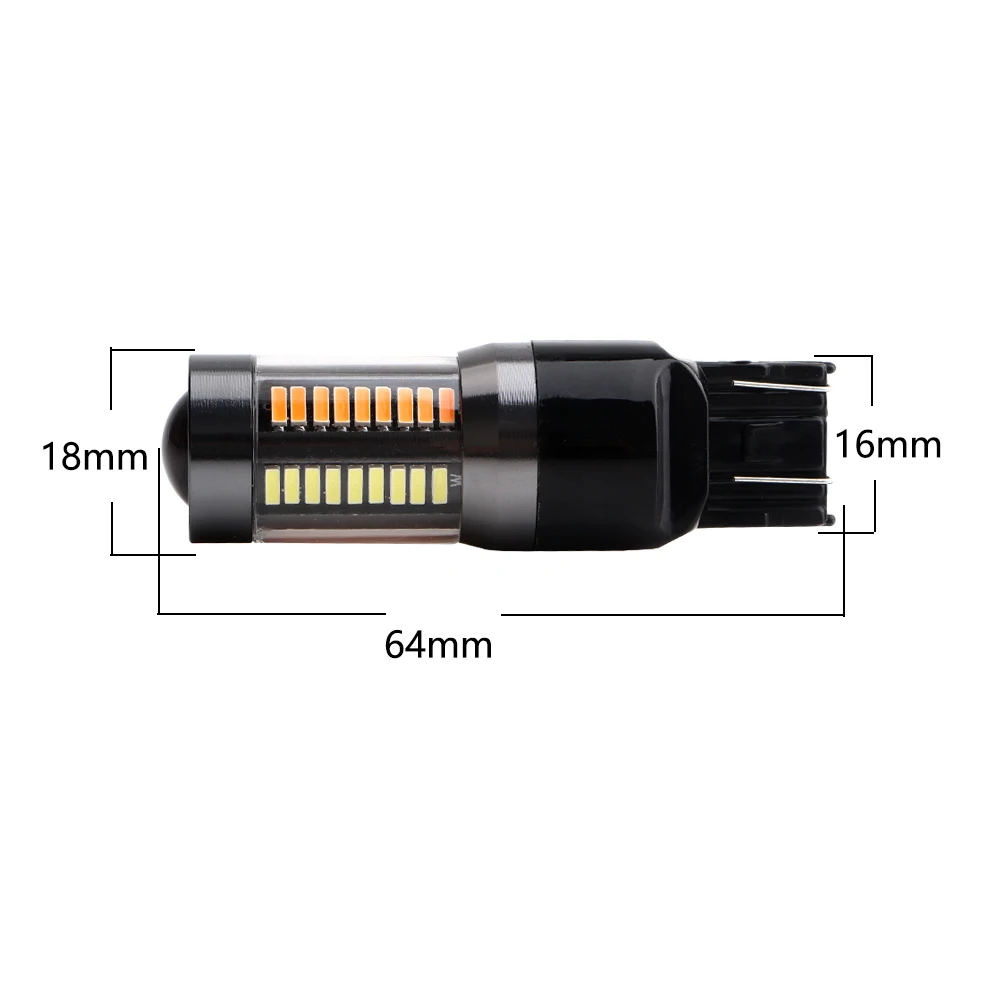 YM E-Bright 10 шт переключатель 7443 T20 4014 66 SMD 7444NA W21/5 W 12V двухцветные белые/Янтарные 990Lm поворотные парковочные тормозные огни
