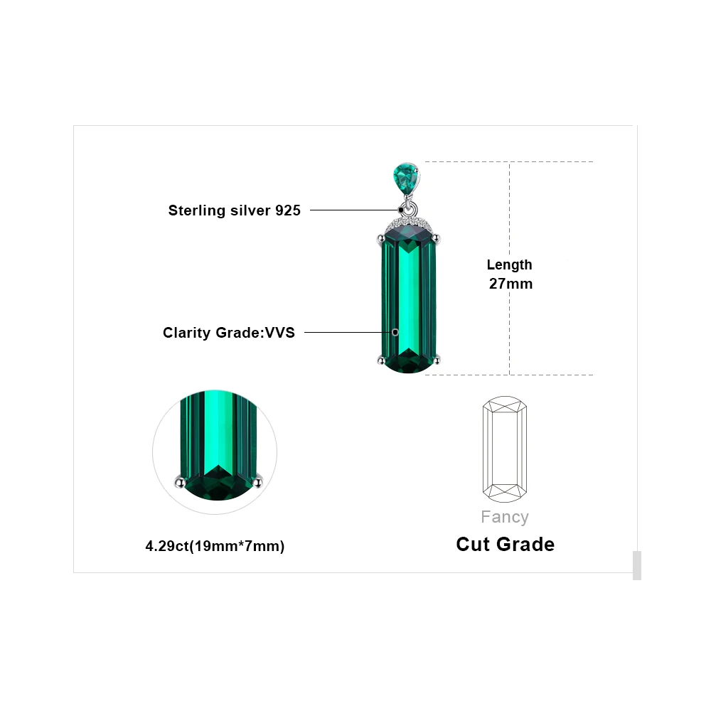 JewelryPalace Необычные Cut 4.4ct создан зеленый изумруды Genuien 925 пробы серебряный кулон