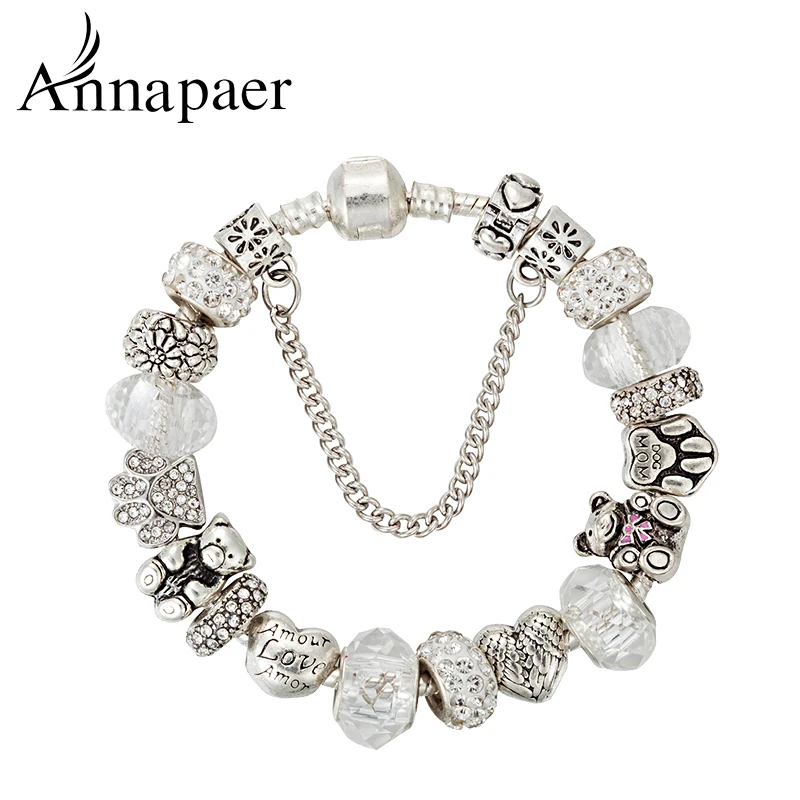 Ювелирные изделия ANNAPAER фиолетовые стеклянные подвески браслет и для женщин