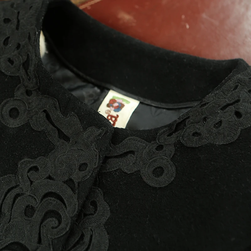 ARTKA женское осенне зимнее винтажное пальто с О вырезом и длинным рукавом на