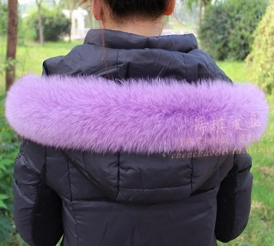 

10 Colors Genuine Fox Fur Detachable Collar Scarfs Fashion Coat Sweater Detachable Luxury Fur Collar TKC002-purple