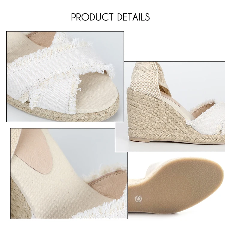 Босоножки женские на танкетке туфли 90 мм со шнуровкой цвет черный и белый