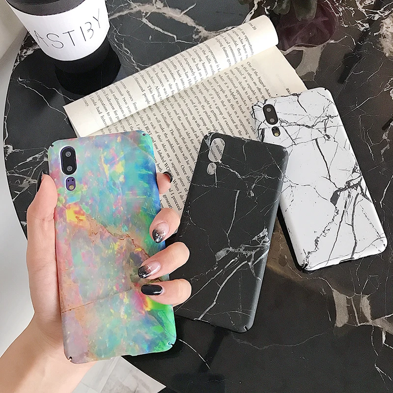 Жесткие чехлы под мрамор для huawei P20 Mate20 Pro Lite цветной камень PC чехол для Honor 10 10Lite Nova4 P Smart