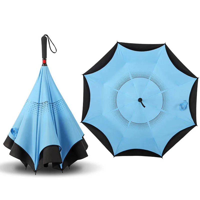 Folding direction umbrella double inverted C holding bracket male and female rainproof windproof rolling sale | Дом и сад