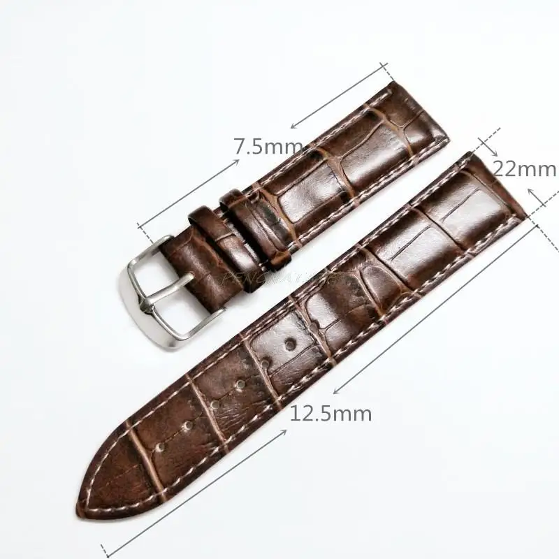 Ремешок из полированной нержавеющей стали для часов 22 мм коричневый натуральной