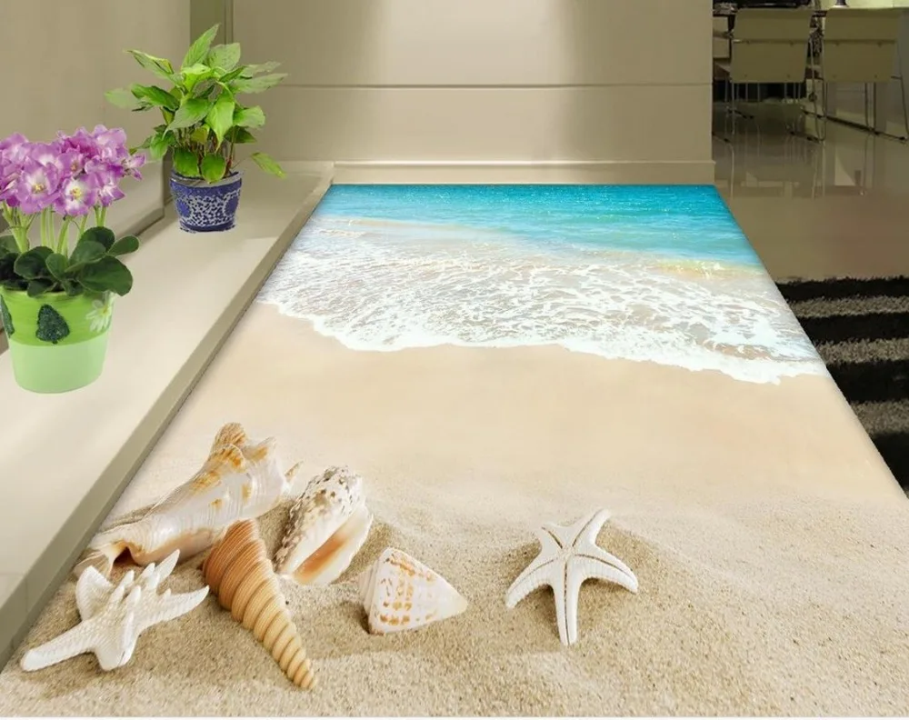 Водонепроницаемые 3d обои для пляжа настенное Фотообои|floor mural|3d flooringfloor wallpaper |
