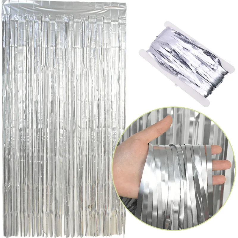2 м металлические блестки из фольги бахрома занавеска стример для дня рождения