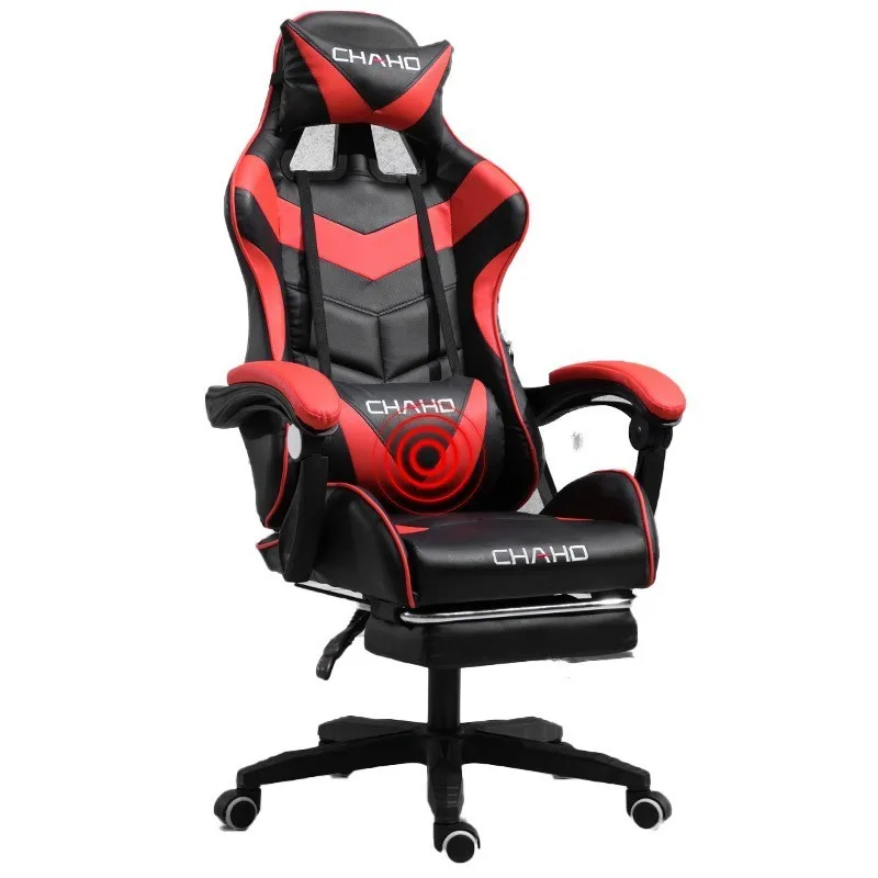 red footrest Высокое качество Live Gaming Office Silla Gamer Boss Esports кресло массажная подушка Эргономика Синтетическая кожа бытовые стальные ножки - Цвет: red footrest
