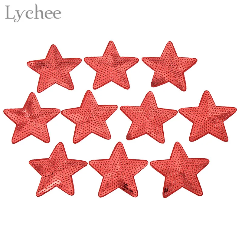 Lychee Life 10 шт. нашивки с блестками в виде звезд патчи для вышивки утюгом одежды