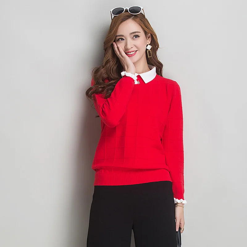 XJXKS woman sweater 2021 spring long-sleeve large size lady clothing fashion basic pull femme Cashmere | Женская одежда