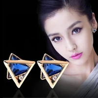 xiyanike 6 colors 2017 new hot sale triangle glass stud earrings for women fashion jewelry accessories party jewlry e1223