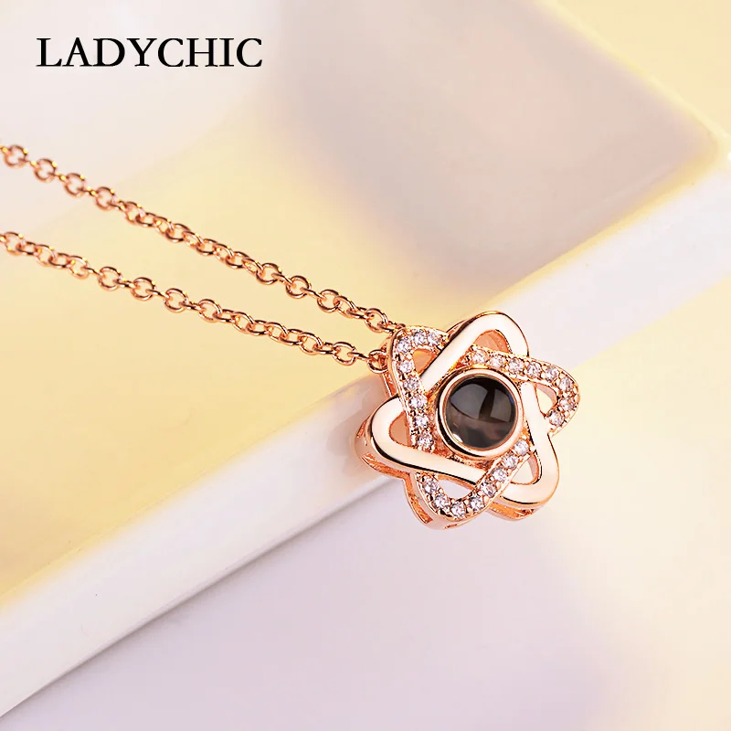 Hexagon Rose Gold Розовое золото и серебро 100 языков я люблю тебя проекция индивидуальный кулон, ожерелье история любви подвижное ожерелье s Прямая поставка - Окраска металла: Hexagon Rose Gold