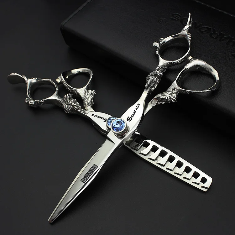 6inch blue 2pcs 7 дюймов профессиональные ножницы для ухода за собаками прямые филировочные ножницы для стрижки кошек и собак для стрижки волос инструмент для стрижки собак - Цвет: 6inch blue 2pcs
