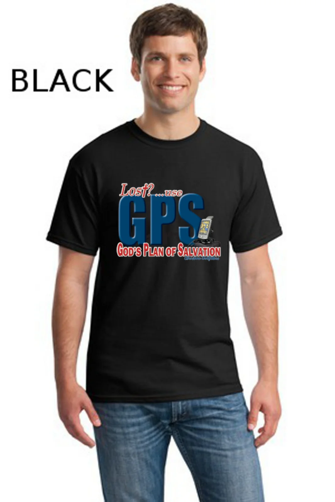Религиозный христианский GPS боги план спасения Мужская короткая или футболка с