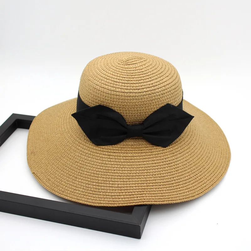 2019 женская летняя шляпа elegante пляжная Повседневная соломенная с большим бантом