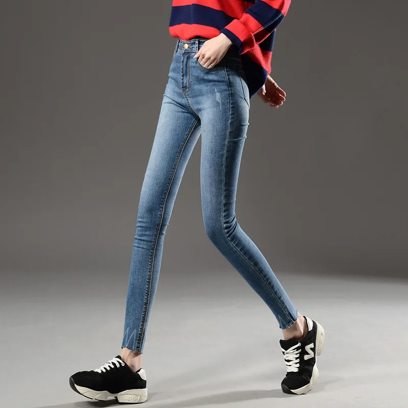 Женские узкие джинсы большого размера 2020 эластичные из хлопка с высокой талией