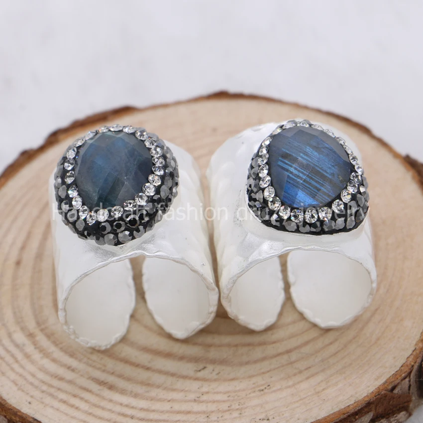 Натуральные Синие камни Друза взрыва кольца из натурального камня Ювелирные