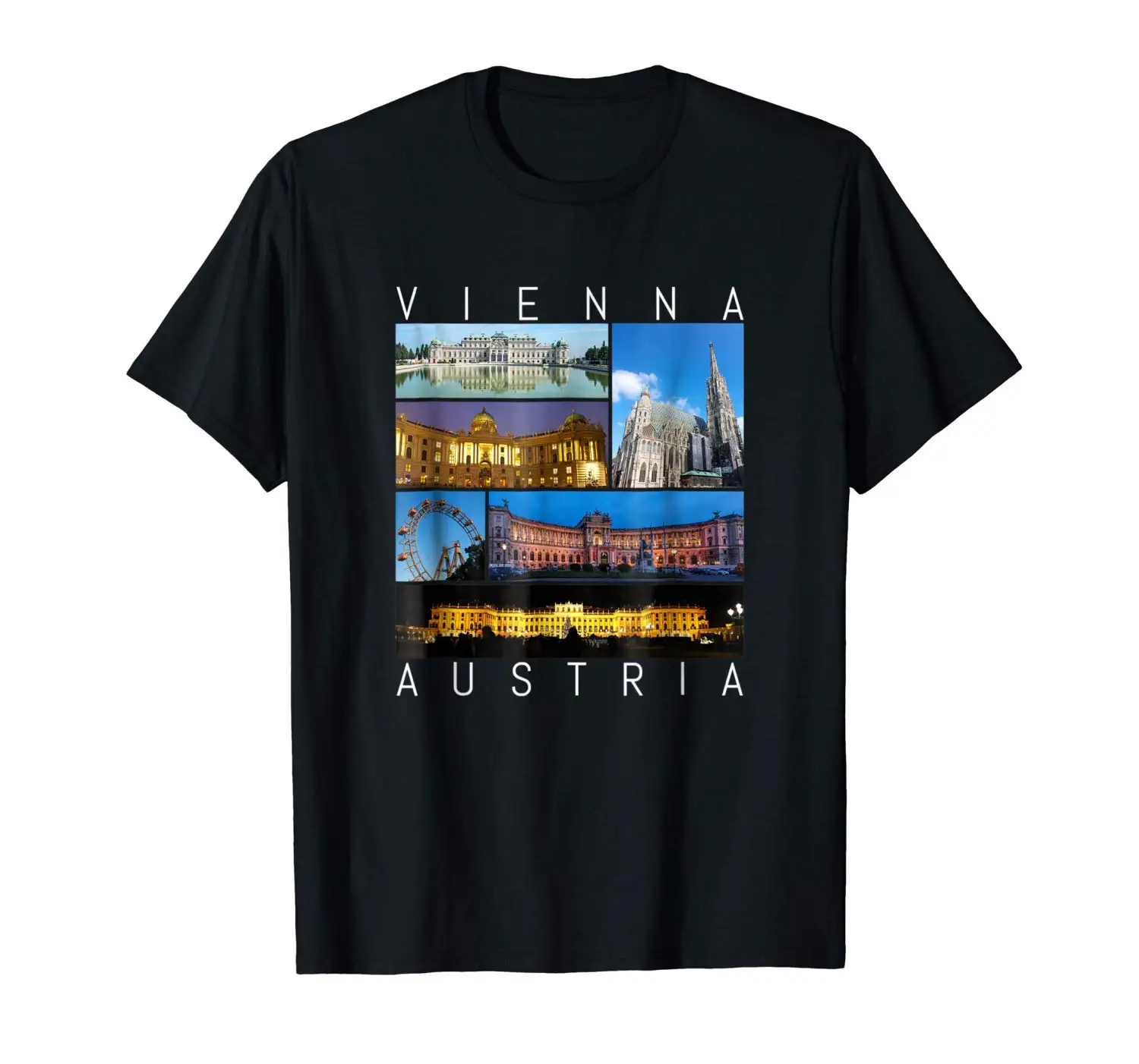 

Vienna Austria T-Shirt famous sights gallery Souvenir Cotton T-Shirt Fashion T Shirt Free Shipping