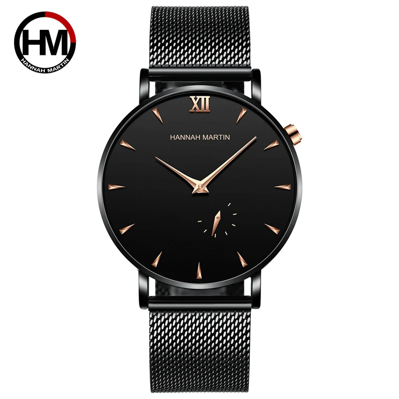 HM-10201-WFH Мужские часы, простые, стильные, маленький циферблат, лучший бренд, Роскошные, кварцевые часы, повседневные, бизнес, нержавеющая сталь, водонепроницаемые, Relogio Masculino - Цвет: HM-10201-WFH
