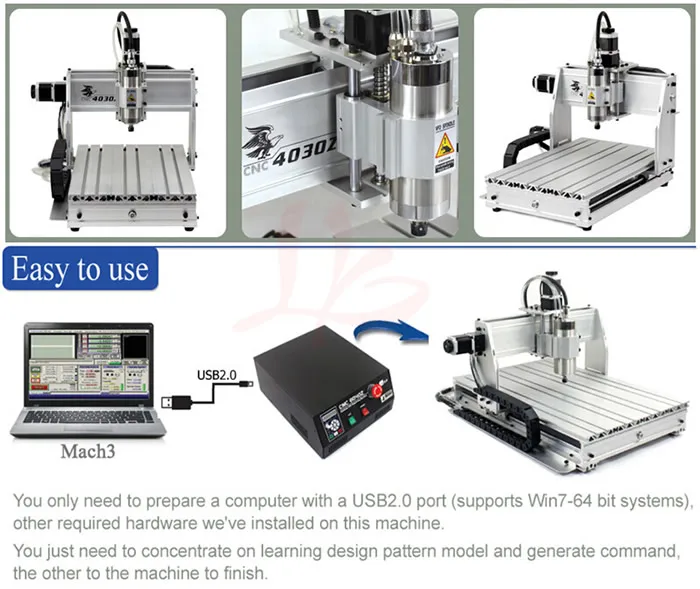Mini cnc router 3040Z-USB mach3 control cutting machine free tax to Russia countries |