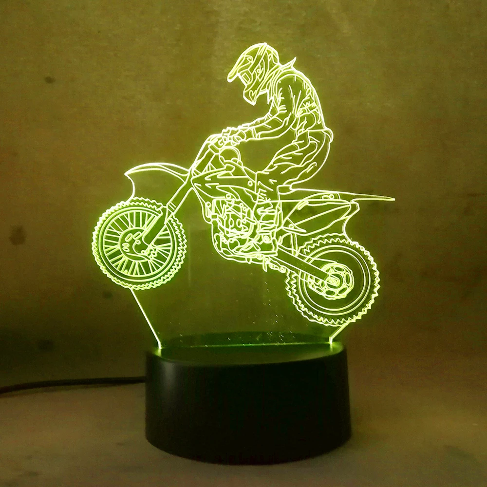 2018 lampara Экстремальный Мотоцикл 3D Светодиодная лампа крутой Мальчик ночник LED