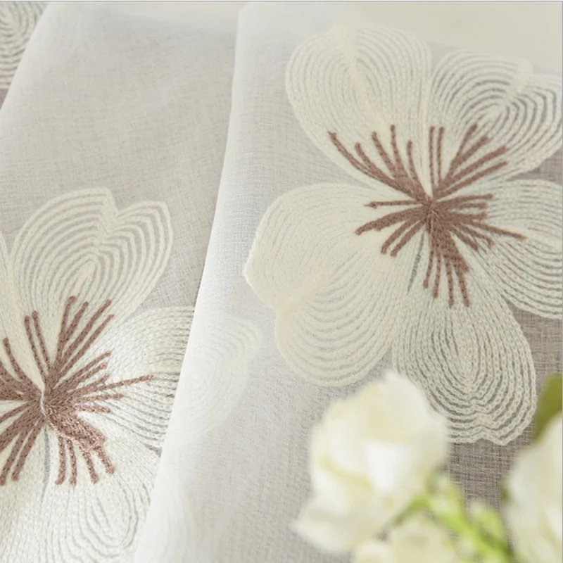 Тюлевые шторы с вышивкой занавески для гостиной спальни на окна синими и белыми